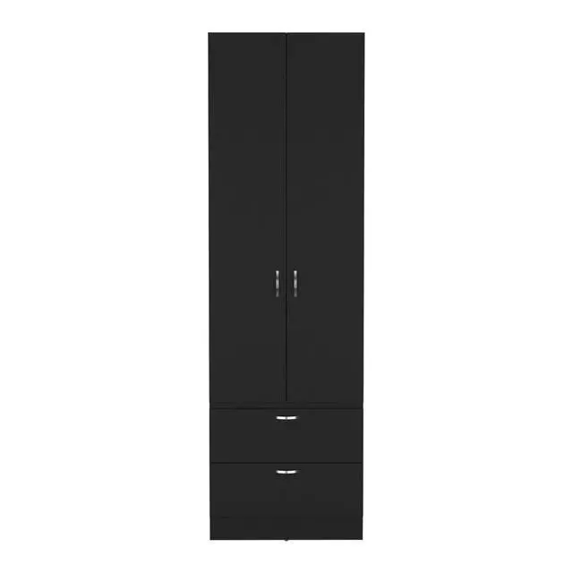 Alt view image 2 of 7 - Vico 76" High Armoire Wardrove Closet with 2 Drawers, Double Door Cabinet , One Shelf and Hanging Rod, Bedroom Clothes Storage Cabinet Organizer