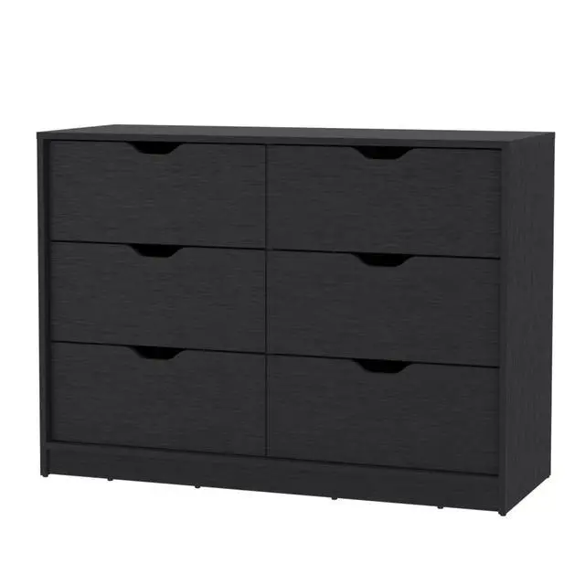 Alt view image 2 of 7 - Basilea 4 Drawers Double Dresser with 2 pull down Cabinets Black