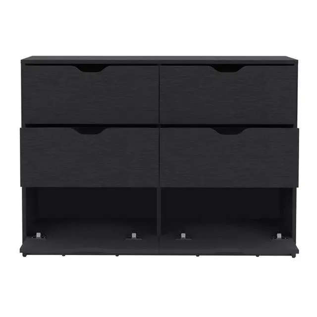 Alt view image 5 of 7 - Basilea 4 Drawers Double Dresser with 2 pull down Cabinets Black