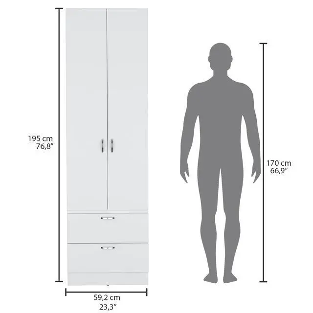 Alt view image 4 of 7 - Vico 76" High Armoire Wardrove Closet with 2 Drawers, Double Door Cabinet , One Shelf and Hanging Rod, Bedroom Clothes Storage Cabinet Organizer
