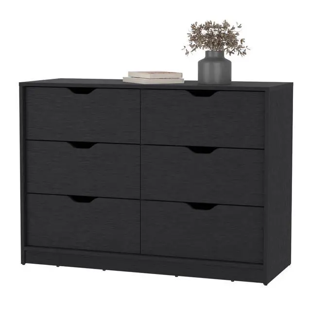Alt view image 7 of 7 - Basilea 4 Drawers Double Dresser with 2 pull down Cabinets Black
