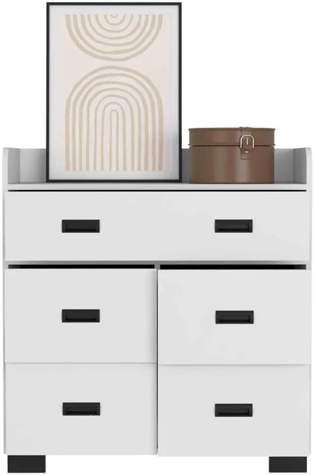 Alt view image 5 of 7 - Alyn Dresser, Four Legs, Four Drawers, One Double Drawer, Superior Top -White