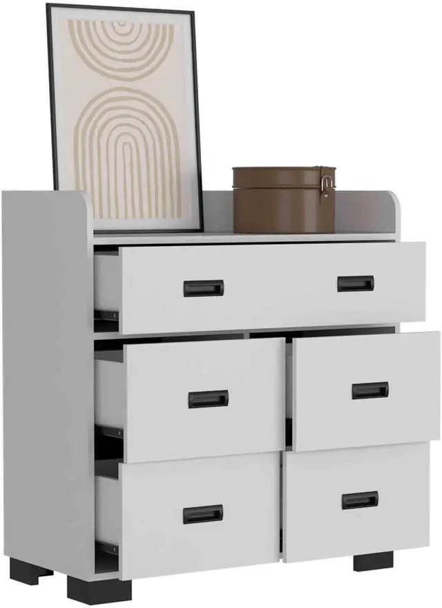 Alt view image 7 of 7 - Alyn Dresser, Four Legs, Four Drawers, One Double Drawer, Superior Top -White