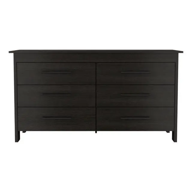 Alt view image 2 of 7 - Hms 6 Drawer Double Dresser, Four Legs, Superior Top -Black