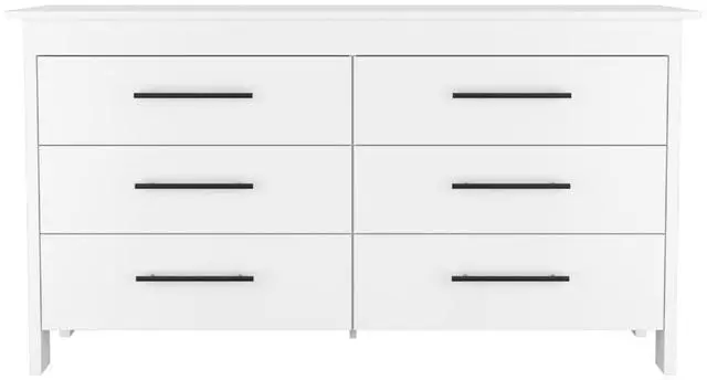 Alt view image 3 of 7 - Hms 6 Drawer Double Dresser, Four Legs, Superior Top -White