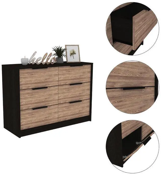 Alt view image 6 of 6 - Kaia 4 Drawers Dresser, Superior Top -Black / Pine
