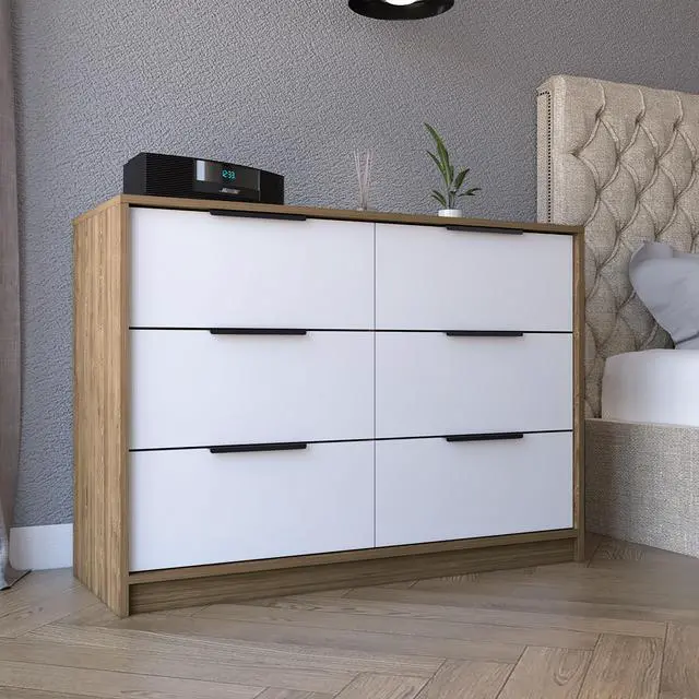 Main image of Kaia 4 Drawers Dresser, Superior Top -Pine / White