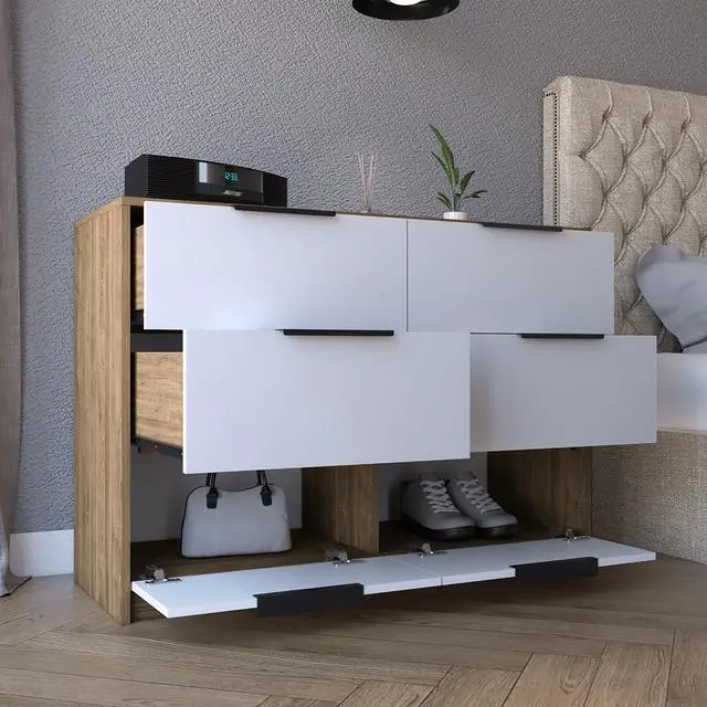 Alt view image 4 of 7 - Kaia 4 Drawers Dresser, Superior Top -Pine / White
