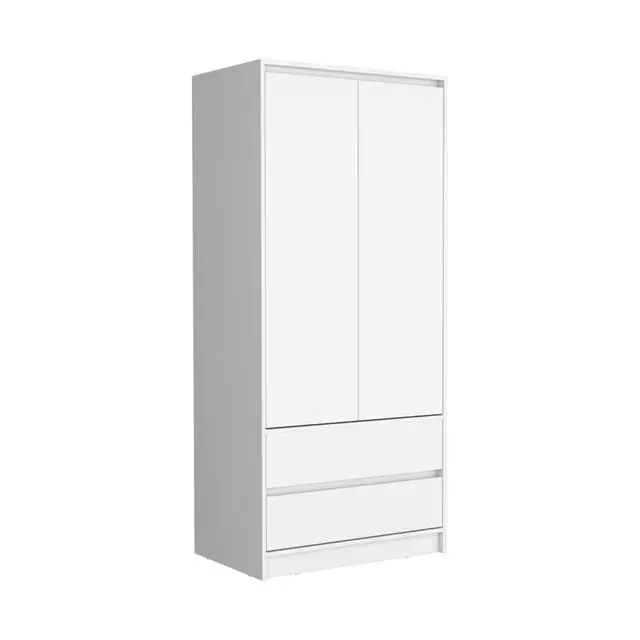 Alt view image 2 of 7 - Austin 2 Drawers Armoire, Double Door, Hanging Rod -White