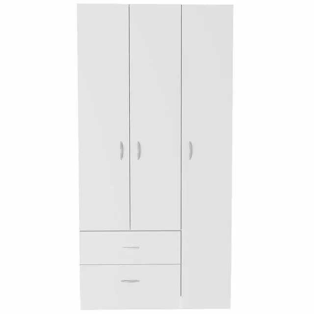 Alt view image 2 of 7 - Austral 3 Door Armoire with Drawers, Shelves, and Hanging Rod -White