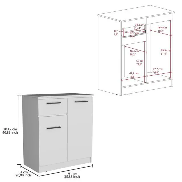Alt view image 3 of 7 - Idaho Dresser with 2-Door Cabinets and Drawer -White