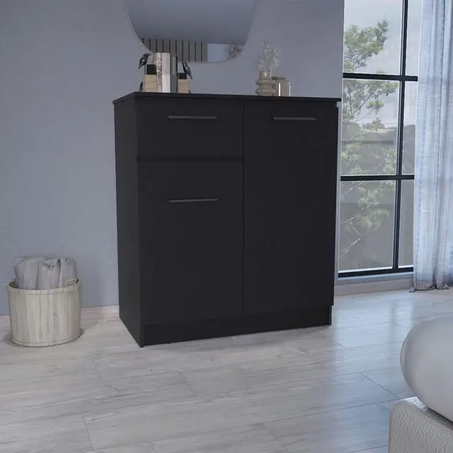 Main image of Idaho Dresser with 2-Door Cabinets and Drawer -Black
