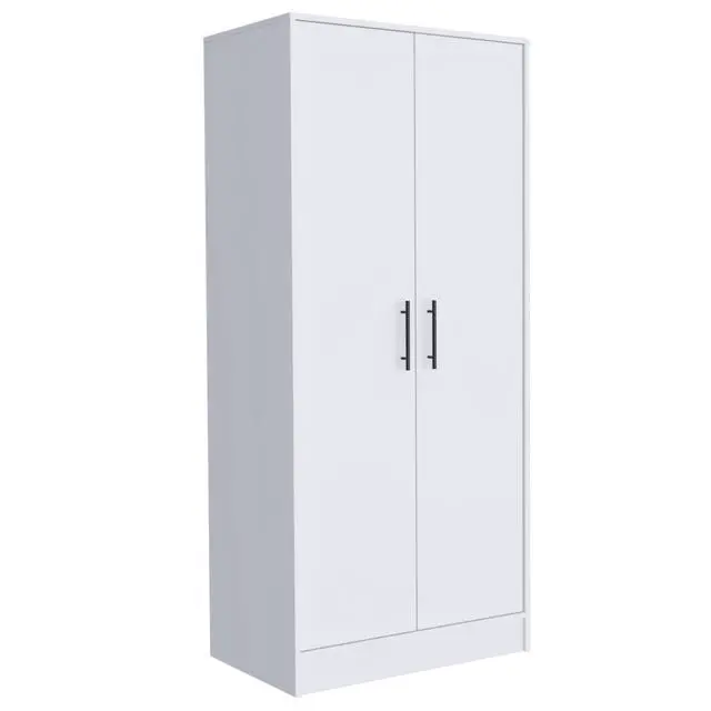 Alt view image 2 of 7 - Ambery 180 Armoire, Two Shelves, Double Door, Metal Rod, One Drawer -White