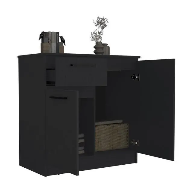 Alt view image 7 of 7 - Idaho Dresser with 2-Door Cabinets and Drawer -Black