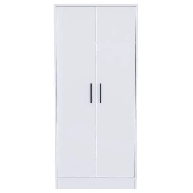 Alt view image 6 of 7 - Ambery 180 Armoire, Two Shelves, Double Door, Metal Rod, One Drawer -White