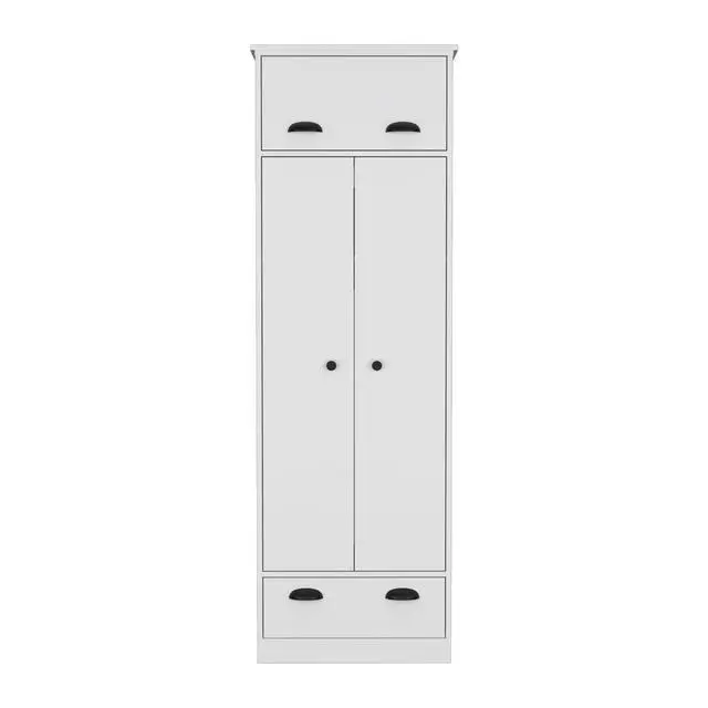 Alt view image 5 of 7 - Falkland Armoire with 1 Drawer and 1 Hinged Drawer with Handles White