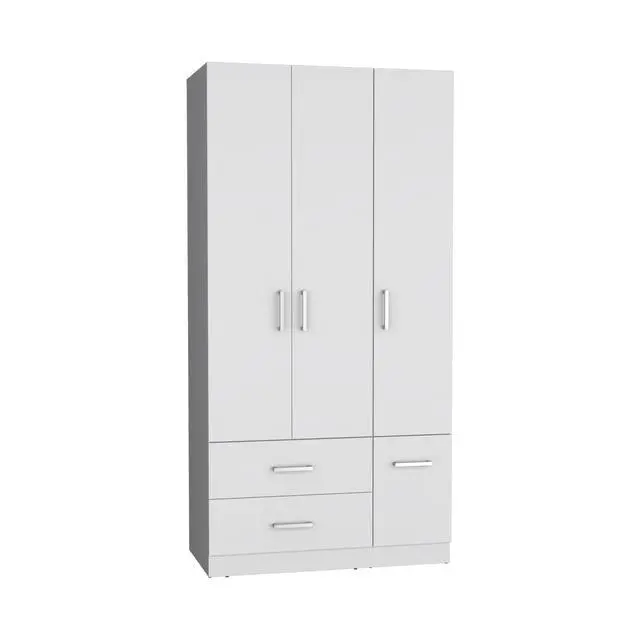Alt view image 4 of 7 - Sebree 71" High Armoire Wardrove Closet with 2 Drawers, Four Doors , Three Cabinet , Six Shelves and Hanging Rod, Bedroom Clothes Storage Cabinet Organizer White