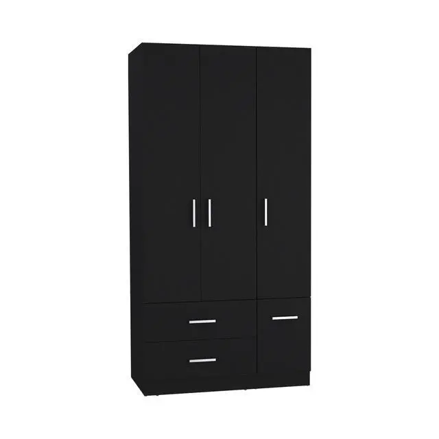Alt view image 2 of 7 - Sebree 71" High Armoire Wardrove Closet with 2 Drawers, Four Doors , Three Cabinet , Six Shelves and Hanging Rod, Bedroom Clothes Storage Cabinet Organizer Black