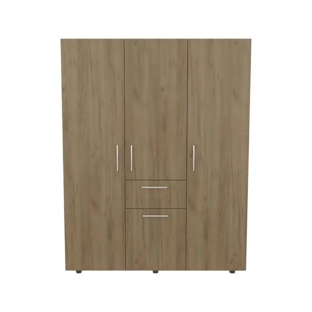 Alt view image 3 of 7 - Bariloche 70" High Four-Door, One Drawer Armoire With Three Hanging Rods, Seven Shelves Bedroom, Wardrobe, Closet Natural Oak