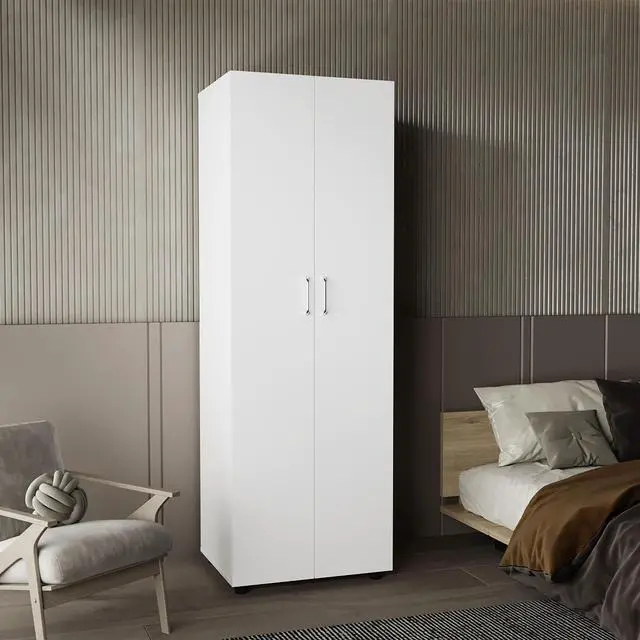 Main image of Aurora Armoire, Two Interior Shelves, Rod, Double Door, White