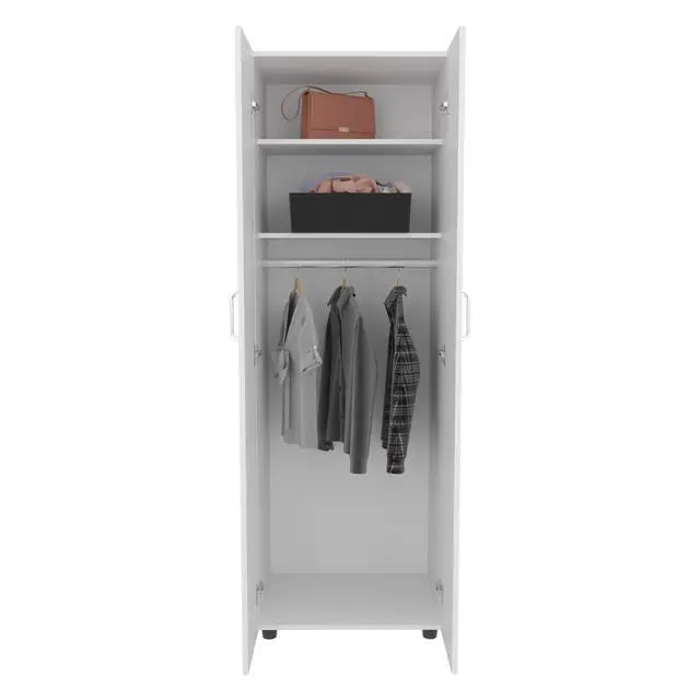 Alt view image 3 of 7 - Aurora Armoire, Two Interior Shelves, Rod, Double Door, White