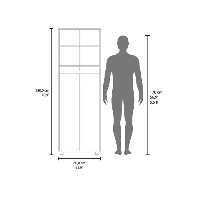 Alt view image 7 of 7 - Aurora Armoire, Two Interior Shelves, Rod, Double Door, White