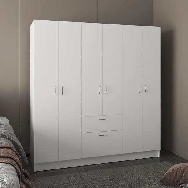 Main image of Mitu Six Doors Armoire, Seven Interior Shelves, One Drawer, Rod White