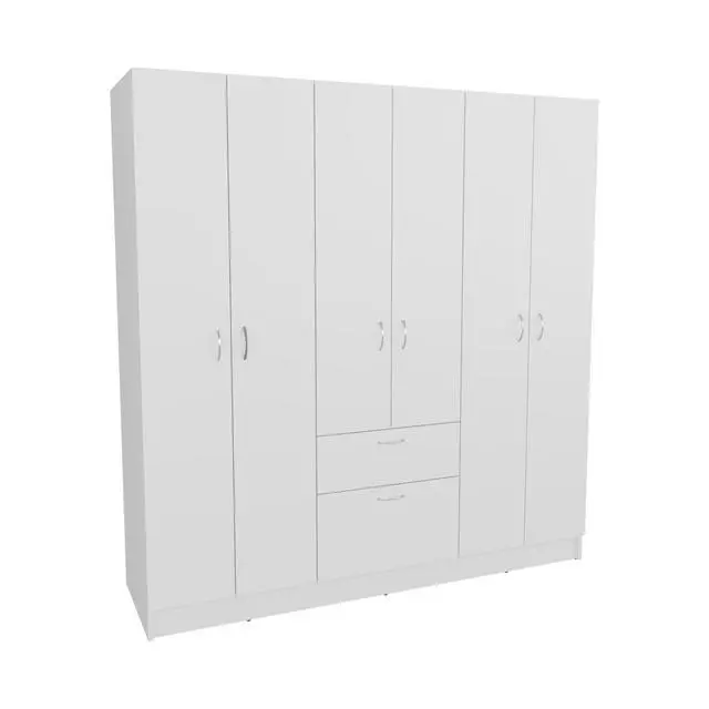 Alt view image 6 of 7 - Mitu Six Doors Armoire, Seven Interior Shelves, One Drawer, Rod White
