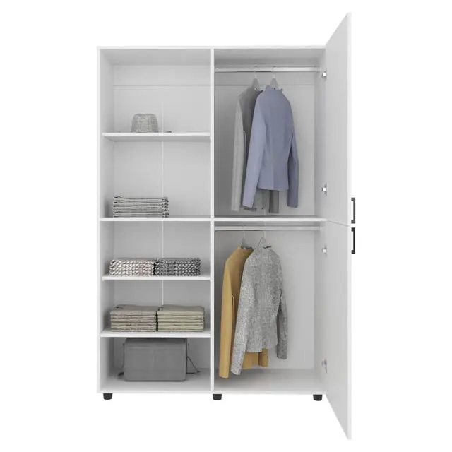 Alt view image 6 of 7 - Eco High One Door Freestanding Armoire With Hanging Rod And Interior Shelves, Compact Bedroom Wardrobe, White