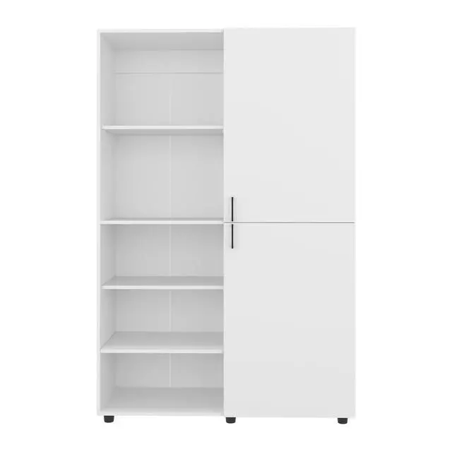 Alt view image 3 of 7 - Eco High One Door Freestanding Armoire With Hanging Rod And Interior Shelves, Compact Bedroom Wardrobe, White