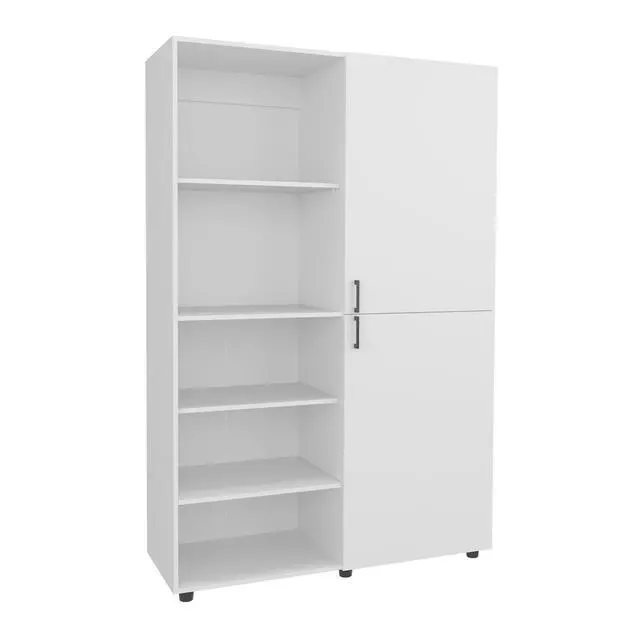 Alt view image 5 of 7 - Eco High One Door Freestanding Armoire With Hanging Rod And Interior Shelves, Compact Bedroom Wardrobe, White