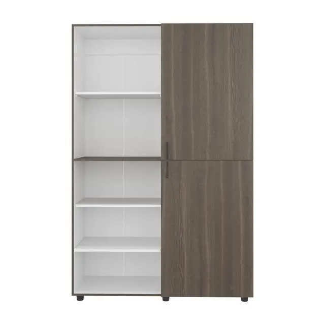 Alt view image 3 of 6 - Eco High One Door Freestanding Armoire With Hanging Rod And Interior Shelves, Compact Bedroom Wardrobe, White, Mahogany