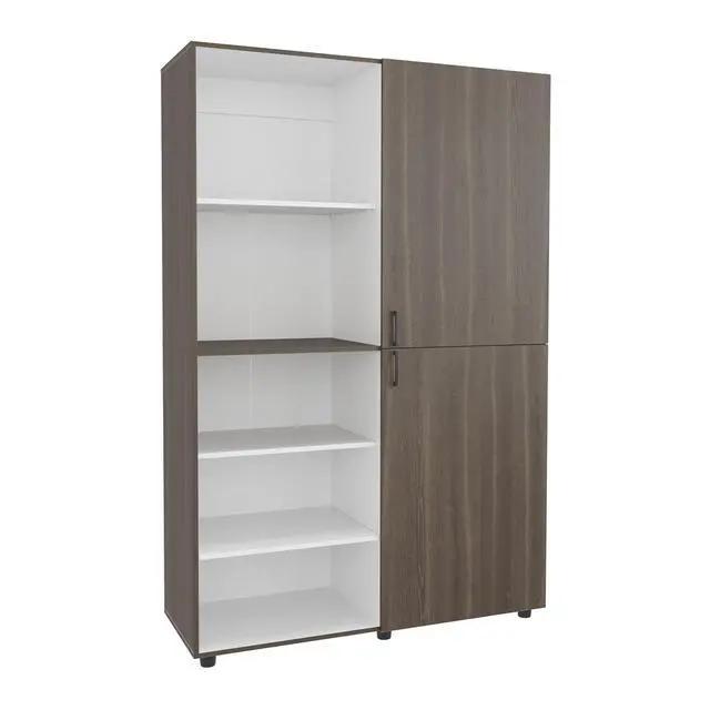 Alt view image 5 of 6 - Eco High One Door Freestanding Armoire With Hanging Rod And Interior Shelves, Compact Bedroom Wardrobe, White, Mahogany
