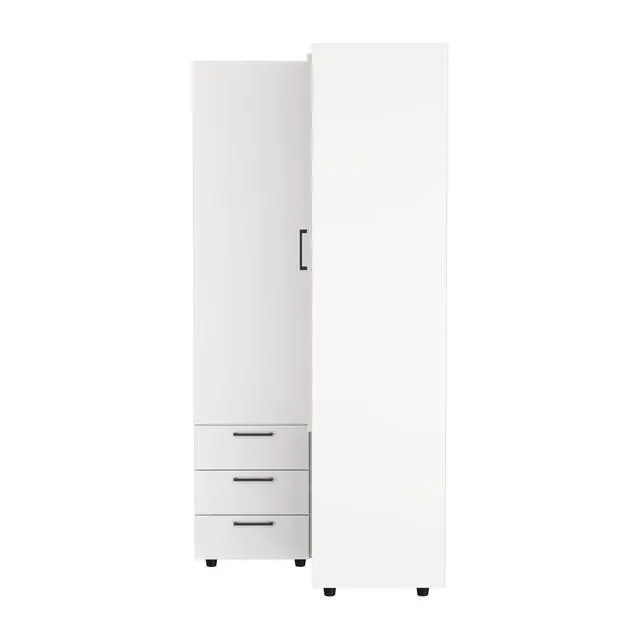 Alt view image 6 of 7 - Toulouse Corner Armoire With Double Doors And Interior Shelves, Space-Saving Wardrobe, White