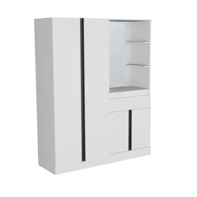 Alt view image 2 of 7 - Kamelot Armoire With Double Doors, Hanging Rod And Interior Shelves, White