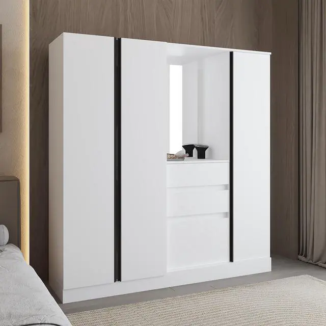Main image of Kamelot 1,80 Armoire With Double Doors, Hanging Rod And Interior Shelves, White