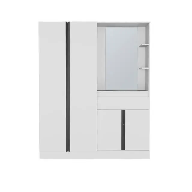 Alt view image 6 of 7 - Kamelot Armoire With Double Doors, Hanging Rod And Interior Shelves, White