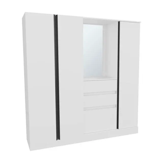 Alt view image 2 of 7 - Kamelot 1,80 Armoire With Double Doors, Hanging Rod And Interior Shelves, White