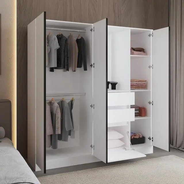 Alt view image 5 of 7 - Kamelot 1,80 Armoire With Double Doors, Hanging Rod And Interior Shelves, White