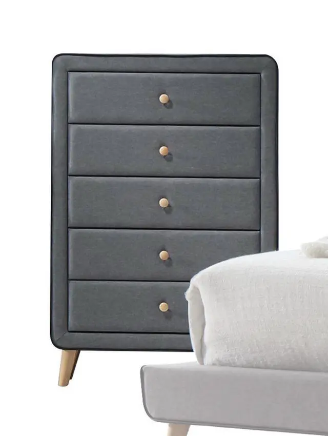Alt view image 2 of 5 - Valda Light Gray Fabric Chest