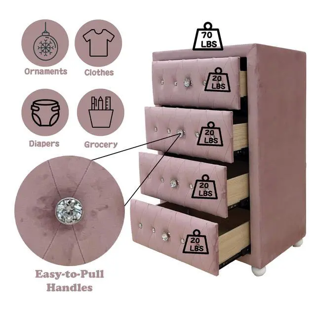 Alt view image 2 of 7 - Reggie Pink Fabric Chest