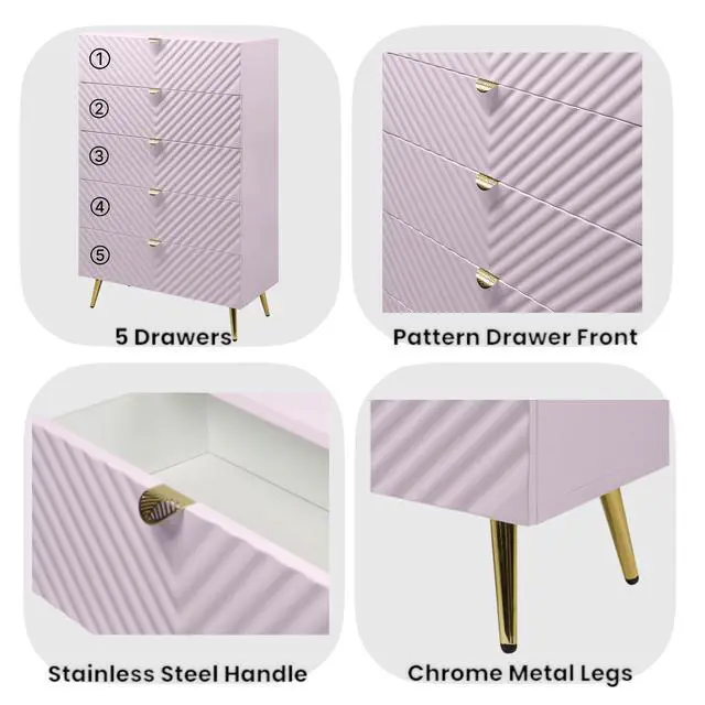 Alt view image 6 of 7 - Gaines Pink High Gloss Finish Chest