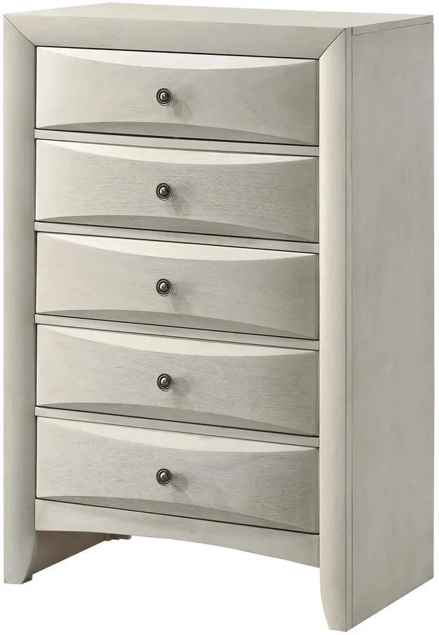 Main image of 1pc Contemporary Neutral White Finish Curved Drawer Fronts Storage Five Drawers Chest Wooden