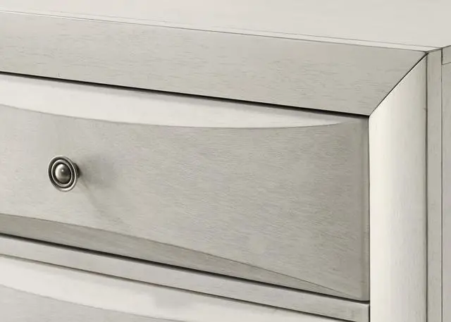 Alt view image 3 of 5 - 1pc Contemporary Neutral White Finish Curved Drawer Fronts Storage Five Drawers Chest Wooden