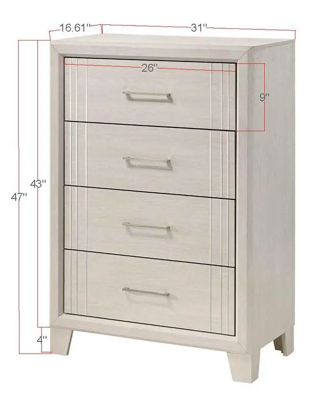 Alt view image 4 of 5 - 1pc Contemporary Four-Drawers Chest Bed Side Cabinet Wooden Furniture White/Beige Color