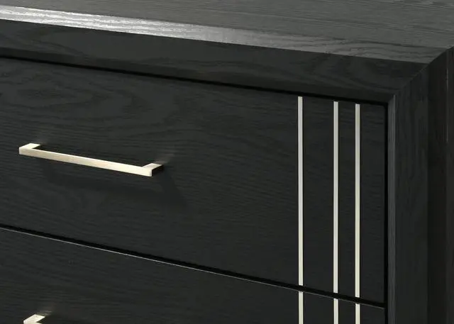 Alt view image 2 of 5 - 1pc Contemporary Four-Drawers Chest Bed Side Cabinet Wooden Furniture Charcoal Color