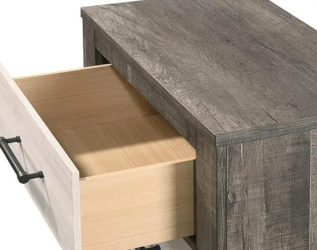 Alt view image 3 of 5 - 1pc Chest Two-tone Finish Convenient Bedside Storage Four Drawers Metal Pull Handle Gray Beige