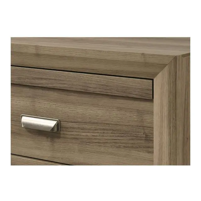 Alt view image 4 of 6 - 1Pc Contemporary Style Five Drawers Storage Tall Chest Wooden Bedroom Furniture Light Brown Warm Wood Finish