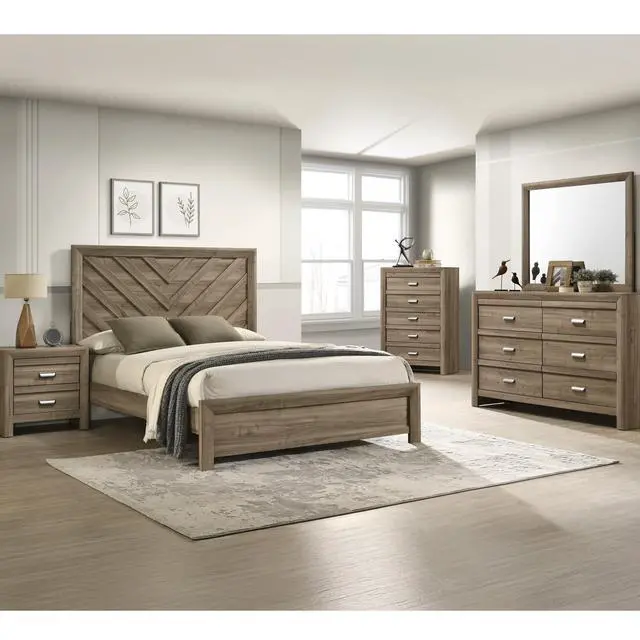 Alt view image 6 of 6 - 1Pc Contemporary Style Five Drawers Storage Tall Chest Wooden Bedroom Furniture Light Brown Warm Wood Finish