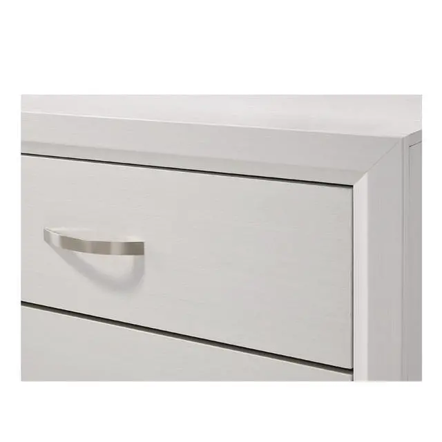Alt view image 4 of 5 - 1pc Contemporary 5-Drawer Tall Chest White Finish Wooden Bedroom Furniture